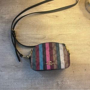 Coach Small Camera Bag With Colorful Striped and Pocket for Cards